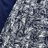 Cotton Jacquard - Navy Leaves