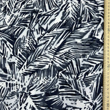 Cotton Jacquard - Navy Leaves