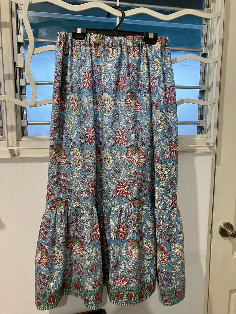 Block Print Skirt with Border - Farida