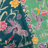 (Hand-stamped batik) Pair of Storks by the Flowers Mint