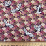 Japanese Cranes flying over Chrysanthemum Waves