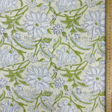 Block Print Fresh White Flowers on Milk Background