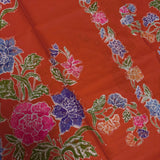 (Hand stamped Batik) Stalk of Flowers Tangerine