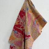 (Hand-stamped batik) Pair of Storks by the Lake Red Yellow