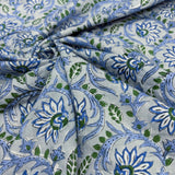 Block Print Blue Lotus Flowers on Zen background