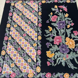 (Hand stamped Batik) Colourful Flowers with Panel Black