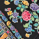 (Hand stamped Batik) Stalk of Flowers with Panel Black