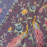 (Hand-stamped batik) Romance of the Peacocks Pink Purple