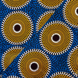 African Wax Orange Circle on Blue