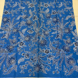 (Hand stamped Batik) Phoenix gathering among Flowers Sky Blue