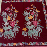 (Hand stamped Batik) Stalk of Flowers Red