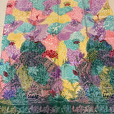 (Hand stamped Batik) Storks flying over Mountain D