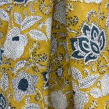 Block Print Illustrated Floral Mustard Background