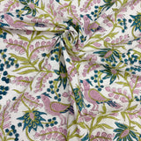 Block Print Birds among the Corn Flower Vines