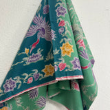 (Hand-stamped batik) Pair of Storks by the Flowers Mint