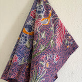 (Hand-stamped batik) Romance of the Peacocks Pink Purple