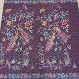 (Hand-stamped batik) Romance of the Peacocks Pink Purple
