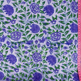 Block Print Purple Flowers Vines in Lilac Background