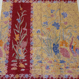 (Hand-stamped batik) Pair of Storks by the Lake Red Yellow