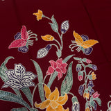 (Hand stamped Batik) Stalk of Flowers Red