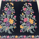 (Hand stamped Batik) Colourful Flowers with Panel Black
