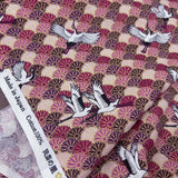 Japanese Cranes flying over Chrysanthemum Waves