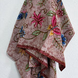 (Hand-stamped batik) Vines of Flowers in Flowers Mocha