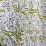 Block Print Fresh White Flowers on Milk Background
