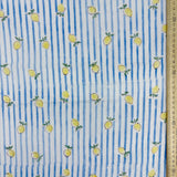 Block Print Mini Lemon on Blue Stripes