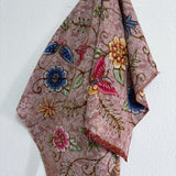 (Hand-stamped batik) Vines of Flowers in Flowers Mocha