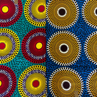 African Wax Orange Circle on Blue