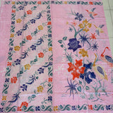 (Hand stamped Batik) Stork Family with the flowers Pastel Pink