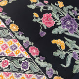 (Hand stamped Batik) Colourful Flowers with Panel Black