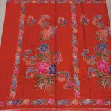 (Hand stamped Batik) Stalk of Flowers Tangerine