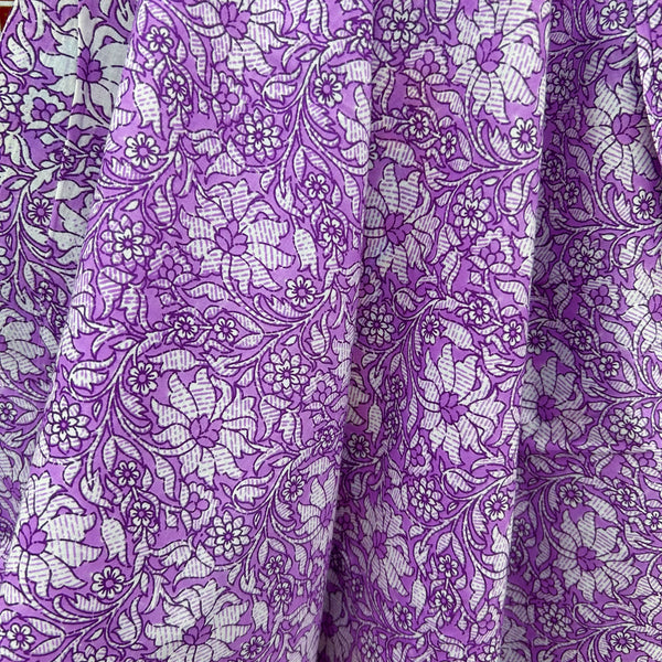 Block Print Purple and White Floral