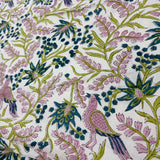 Block Print Birds among the Corn Flower Vines