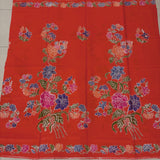 (Hand stamped Batik) Stalk of Flowers Tangerine