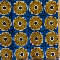 African Wax Orange Circle on Blue