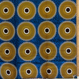 African Wax Orange Circle on Blue