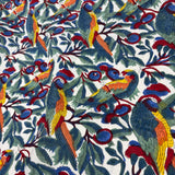 Block Print Playful Parrots on the Trees