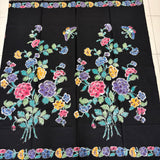 (Hand stamped Batik) Stalk of Flowers with Panel Black