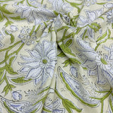 Block Print Fresh White Flowers on Milk Background