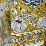 Block Print Illustrated Floral Mustard Background