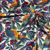 Block Print Playful Parrots on the Trees