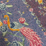(Hand-stamped batik) Romance of the Peacocks Pink Purple