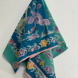 (Hand-stamped batik) Pair of Storks by the Flowers Tiffany