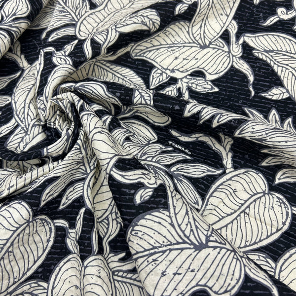 Paikaji Hawaiian Leaves Textured Cotton White