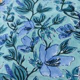 Block Print Sky Flowers on Light Blue Background