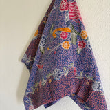 (Hand-stamped batik) Romance of the Peacocks Pink Purple