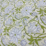 Block Print Fresh White Flowers on Milk Background